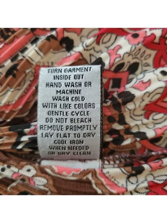 Signature By Larry Levine Crinkle Ruched 3/4 Bell Sleeve Vintage Blouse Sz Large - Picture 10 of 15